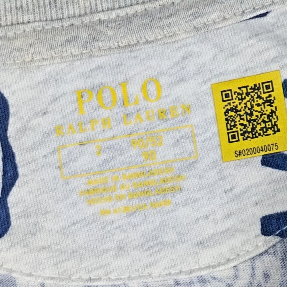 Polo Ralph Lauren Boys Size 2 T-Shirt Gray Multi Graphic Crest Tennis Tee NWOT